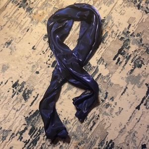 Navy blue metallic silk scarf